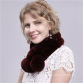 Soft Rex Rabbit Fur PomPom Neck Scarf Winter Scarf Real Fur Scarf